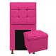Kit Cabeceira e Calçadeira Copenhague 90 cm Solteiro Suede Pink - Amarena Móveis