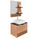 Kit Gabinete e Espelheira de Banheiro 60 cm com Cuba Sâmia Amêndoa/Mármore Lunar