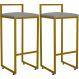 Kit 02 Banquetas Alta Para Cozinha Sala De Jantar Hanna L02 Dourado Corano Cinza - Lyam Decor