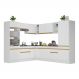 Armário de Cozinha Completa de Canto com Rodapé Veneza Multimóveis V2081 Branco/Dourado