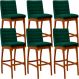 Kit 06 Banquetas Altas Para Cozinha Sala De Jantar Fixa Mila L02 Bouclê Verde - Lyam Decor