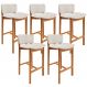 Kit 05 Banquetas Alta Para Cozinha Sala de Jantar Bar Dara L02 Linho Cru - Lyam Decor
