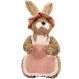 Enfeite Coelhinho de Páscoa Rosa Em Palha Artesanal 31cm