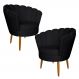 Kit 2 Poltronas Decorativa Sala de Estar Pétala Veludo Preto - Montanaris Decor
