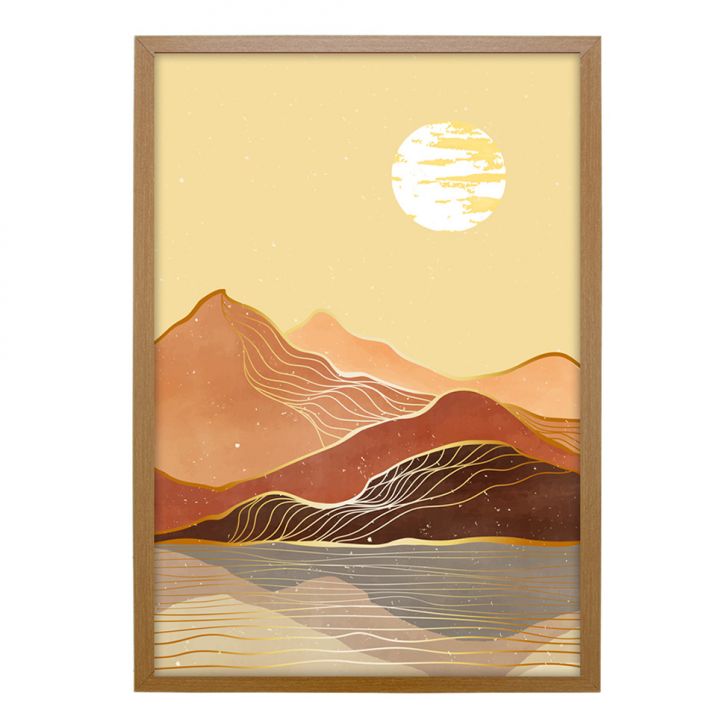 Quadro Natural Boho Sol II com Vidro Colorido 30x40 cm