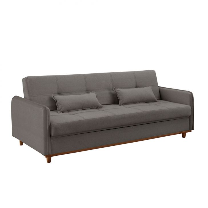 Image of Sofá-cama Casal 3 Lugares Ipanema Com Baú Linho Cinza PLA-LU541UP68UUDMOB