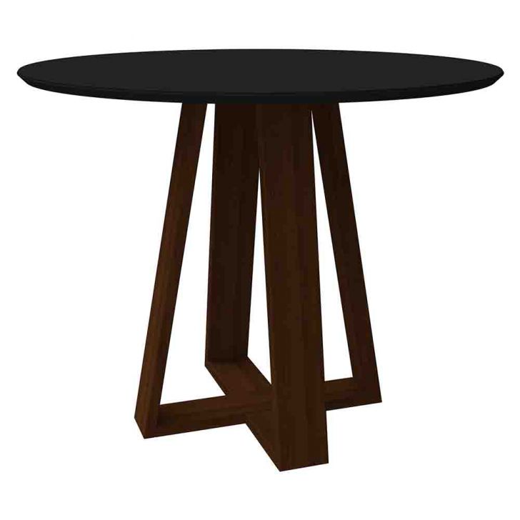 Mesa Vitória 100x100cm - Amêndoa/Preto