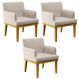 Kit 03 Poltronas Decorativas Para Sala de Estar Beatriz W01 Linho Cru - Lyam Decor
