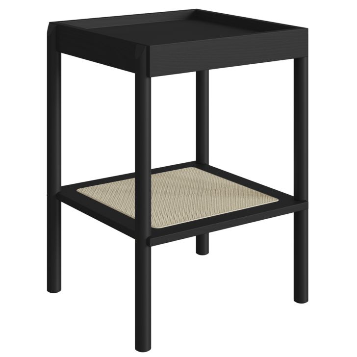 Mesa Lateral 58 CM Pes Madeira Palhinha Oslo 27962 Nero Artesano