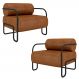 Kit 2 Poltronas Decorativas Sala de Estar Polatsk Base Industrial de Ferro PU Caramelo G33 - Gran Belo