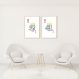 Quadro Rei e Rainha Carta Minimalista 62x43 2-43x30 Filete Marfim