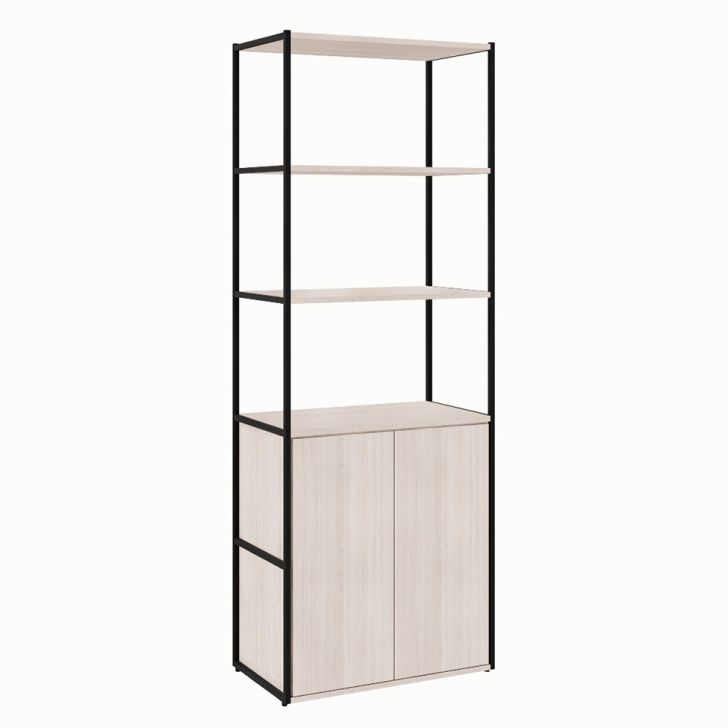 Armário de Escritório Shelf 2 PT Carvalho Berlin e Preto 173 cm