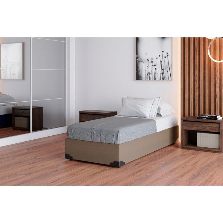 Base Para Cama Box Solteiro Joe Suede (36x88x188) Bege