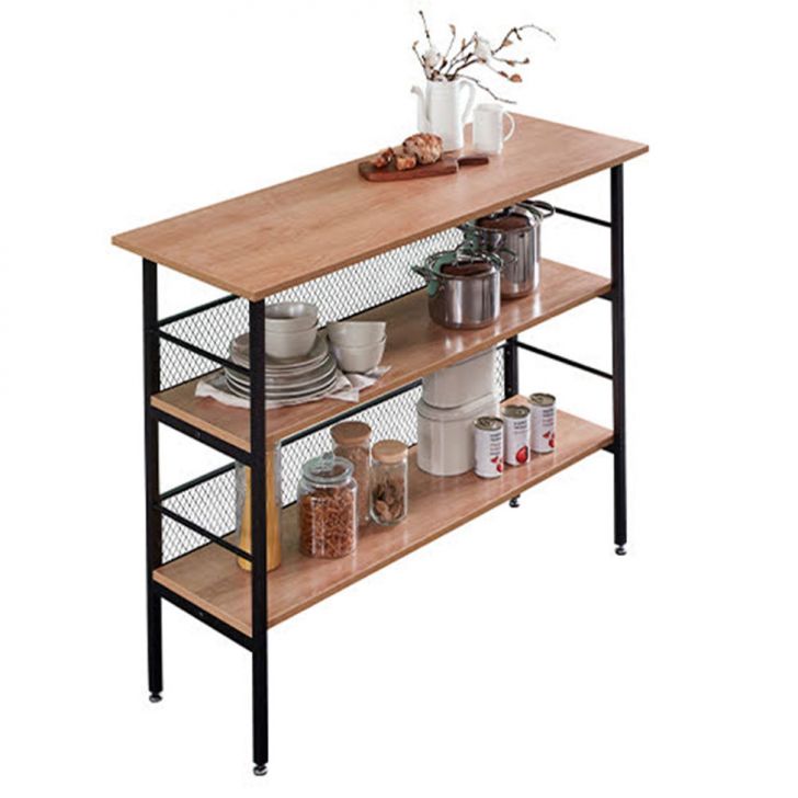 Aparador Balcão Naarden com 2 Prateleiras Acácia e Preto 100 cm