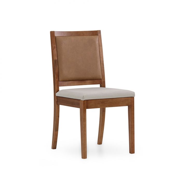 Cadeira Burke Revestimento Poliéster Bege e Caramelo