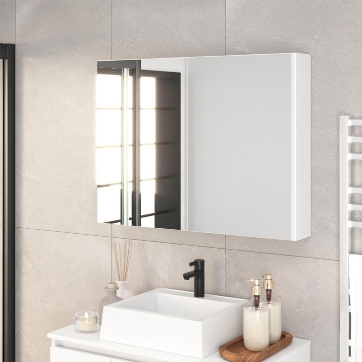 Armário de Banheiro com Espelho Aurora 2 Portas Branco