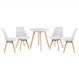 Mesa jantar cozinha redonda 70 cm + 4 cadeiras estofadas Leda Mesa branco com cadeiras branco