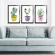 Kit 3 Quadros Decorativos Cactus Love