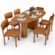 Mesa Para Sala de Jantar Ourense com 06 Cadeiras Sala de Jantar Dara L02 Couríssimo Canela - Lyam Decor