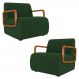 Poltrona Decorativa Orgânica para Sala Kit 2 Belarus Z08 Veludo Verde Musgo - Mpozenato
