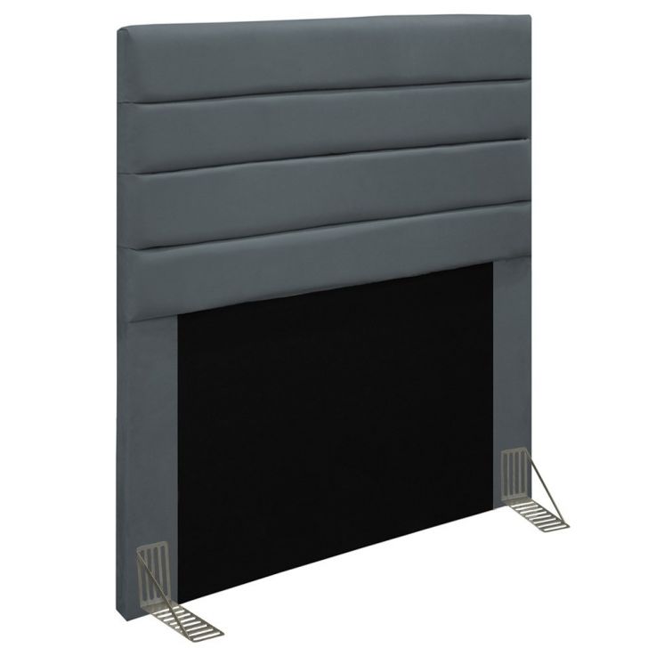 Cabeceira Cama Box Solteiro 90CM Rubi D10 Suede Cinza - Mpozenato