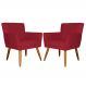 Kit 02 Poltronas Decorativas Onix Suede Vermelho - DS Móveis