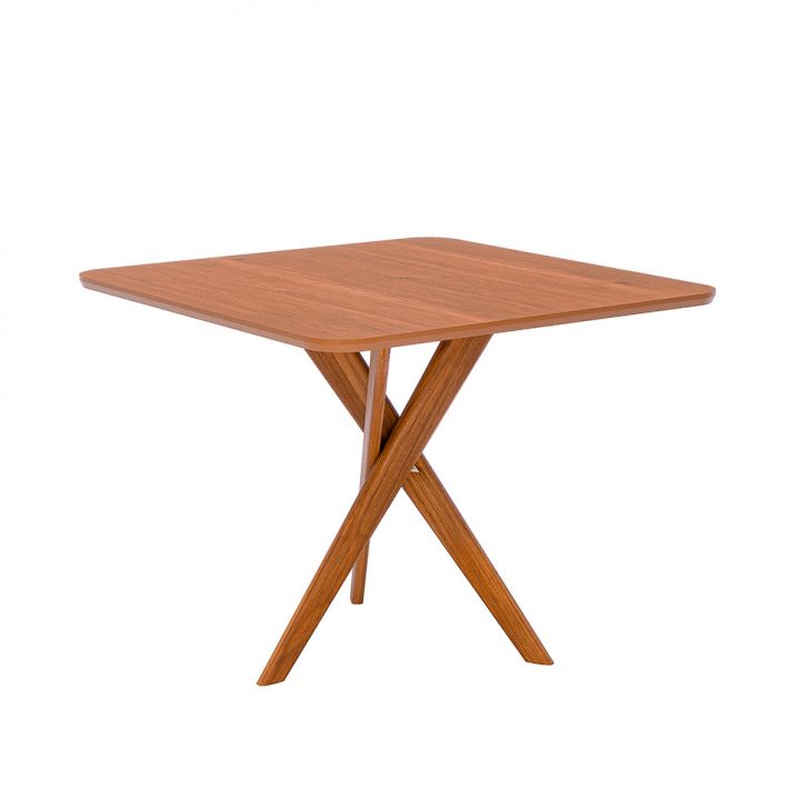 Mesa de Jantar Quadrada com Tampo MDF Cacau Cinamomo e Madeira 95 cm