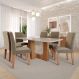 Conjunto de Mesa Retangular com Tampo de Vidro Off White Louise e 6 Cadeiras Tais e Maia Suede Joli e Amadeirado