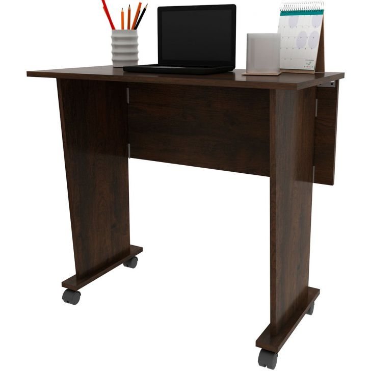 Mesa Escrivaninha Dobrável com Rodízio Rústico