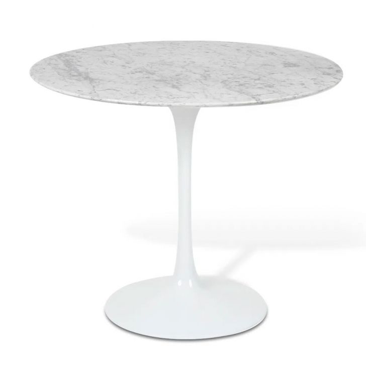 Mesa Saarinen Redonda Carrara 90cm - Base Branca