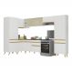 Armário de Cozinha Completa de Canto Veneza Multimóveis V2055 Branco/Dourado