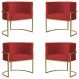 Kit 4 Poltronas Decorativa Sala de Estar Luana Base Gold Suede Vermelho - Montanaris Decor