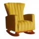 Poltrona Decorativa Melinda Pés Balanço Veludo Amarelo