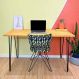 Mesa Escritório de Ferro e Madeira 120cm Hairpin Industrial Nozes e Preto