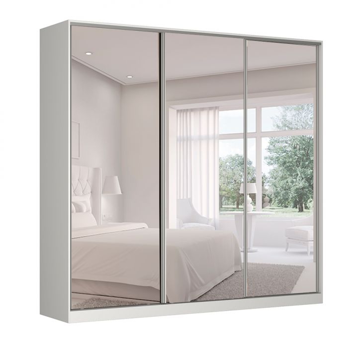 Image of Guarda-roupa Casal Com Espelho Tunas Ii 3 Portas 3 Gavetas Branco PLA-NO482CL68DNBMOB