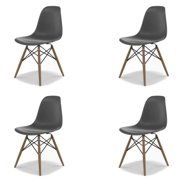 Conjunto com 4 Cadeiras Eames DSW Konkret e Madeira