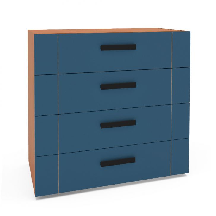 Cômoda Lisboa 4 Gavetas Azul e Freijó