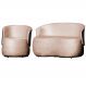 Kit Poltrona e 1 Namoradeira Orgânica Decorativa Beatriz Veludo Rosa/PU Marrom - Montanaris Decor