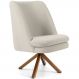 Poltrona Decorativa Base Giratória de Madeira Pérsia D02 Linho Bege C-107 - Lyam Decor
