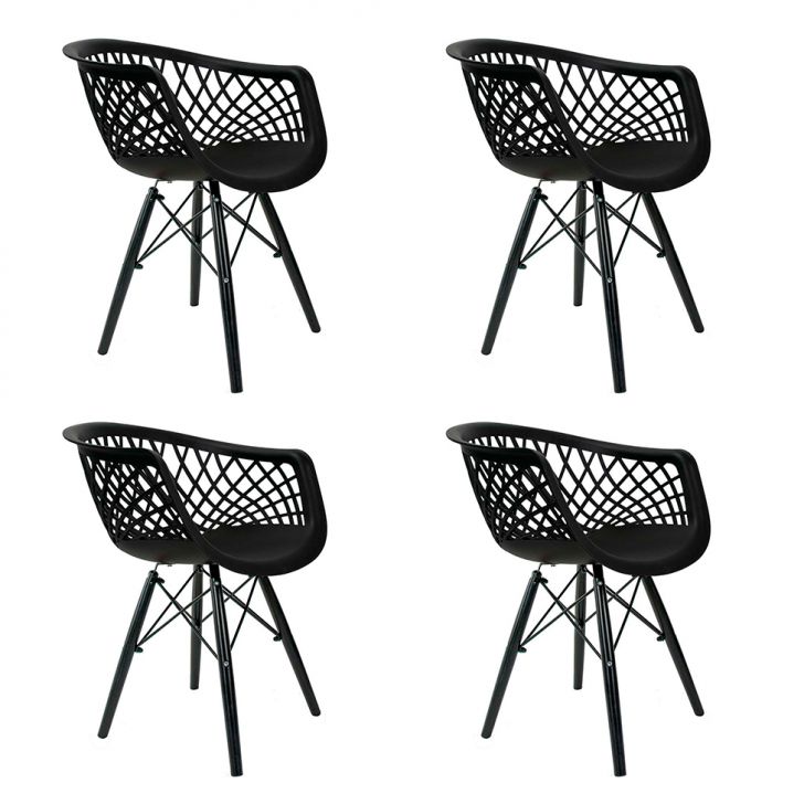 Conjunto com 4 Cadeiras Web Preto