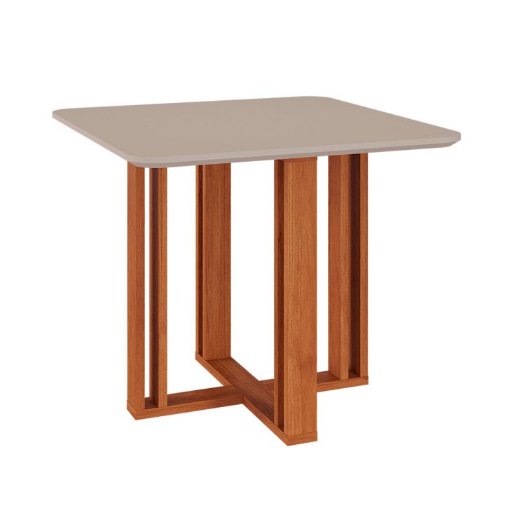 Mesa de Jantar Quadrada com Tampo MDF Flora Cinamomo e Off White 95 cm