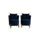 Kit 2 Poltronas Orgânica Curva Luna Veludo Azul Marinho - Montanaris Decor
