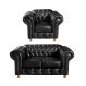 Conjunto De Sofá 2 Lugares E Poltrona Chesterfield Capitonê Luís Xv - Couríssimo Preto