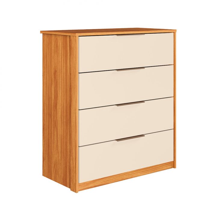 Cômoda Alia 4 Gavetas Cinnamon e Off White