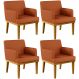Kit 04 Poltronas Decorativas Sala De Estar Beatriz Base Mel W01 Tecido Terracota - Lyam Decor
