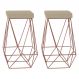 Kit 2 Banqueta Decorativa Kathy Base Bronze Veludo Bege G41 - Gran Belo