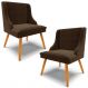 Kit 2 Cadeiras Decorativas Sala de Jantar Pés Palito de Madeira Firenze Suede Marrom/Natural G19 - Gran Belo