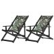 Kit 2 Espreguiçadeiras Dobrável Black CB-Folhas Verdes
