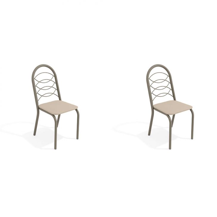 Conjunto com 2 Cadeiras Holanda Nickel e Nude