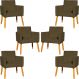 Kit 6 Poltronas Decorativas Confortáveis Para Sala Nina Suede Marrom Pé Castanho - Clique E Decore